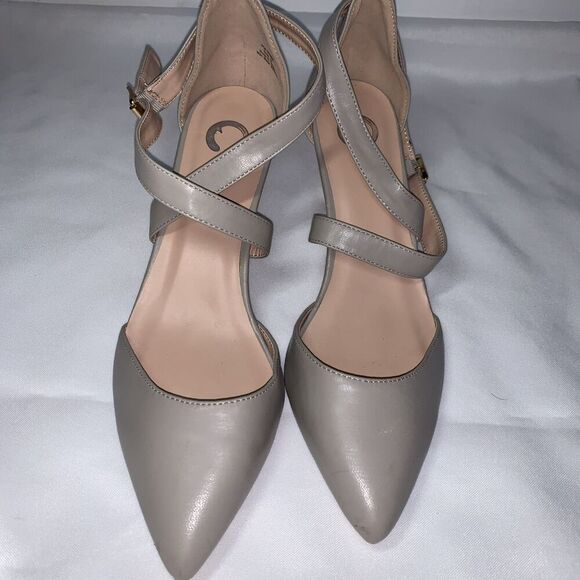 Women’s Journee Collection Mia 10 Gray Faux Leather Point Toe High Heel Shoe - Picture 1 of 12